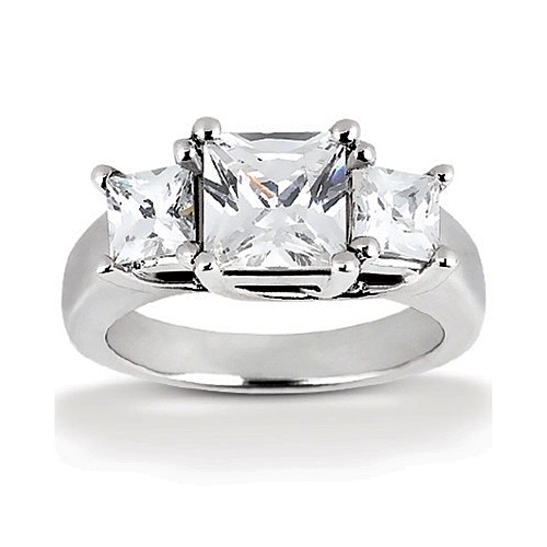 14k White Gold Three Stone Diamond Engagement Or Anniversary Ring Containing 1 Carats Of Diamonds In Hi Color And Si1-si2 Clarity