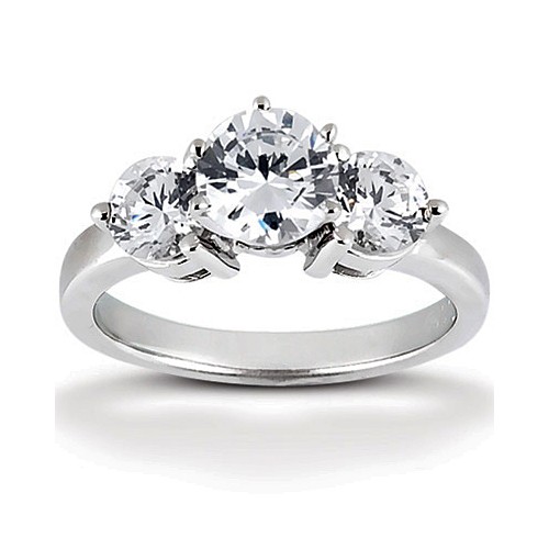 Platinum Three Stone Diamond Engagement Or Anniversary Ring Containing 1 Carats Of Diamonds In Gh Color And Vs Clarity
