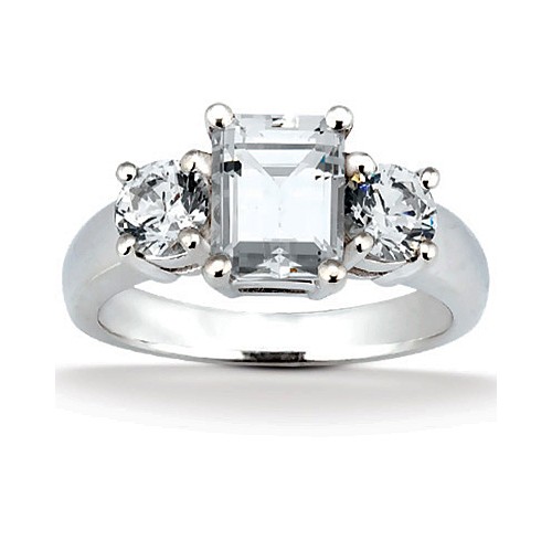 14k White Gold Three Stone Diamond Engagement Or Anniversary Ring Containing 1 Carats Of Diamonds In Hi Color And Si1-si2 Clarity