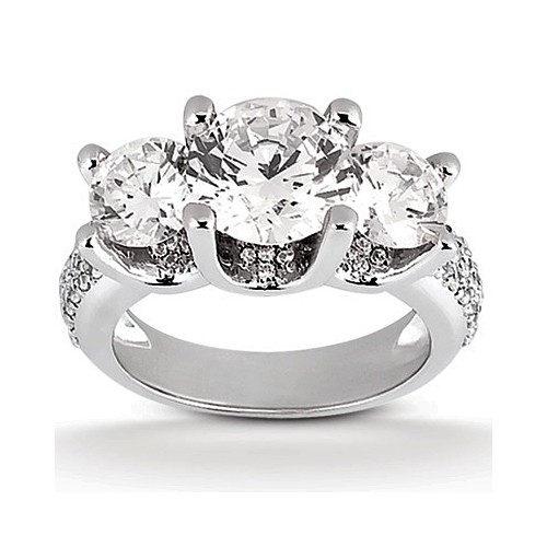 Platinum Three Stone Diamond Engagement Or Anniversary Ring Containing 0.6525 Carats Of Diamonds In Gh Color And Vs Clarity