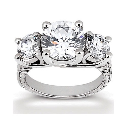Platinum Three Stone Diamond Engagement Or Anniversary Ring Containing 0.18 Carats Of Diamonds In Gh Color And Vs Clarity