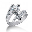 14k White Gold Open Bypass Style Semi Mount Ring