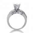 14k White Gold Double V Style Semi Mount Ring Containing 10 Channel Set Princess Cut Diamonds