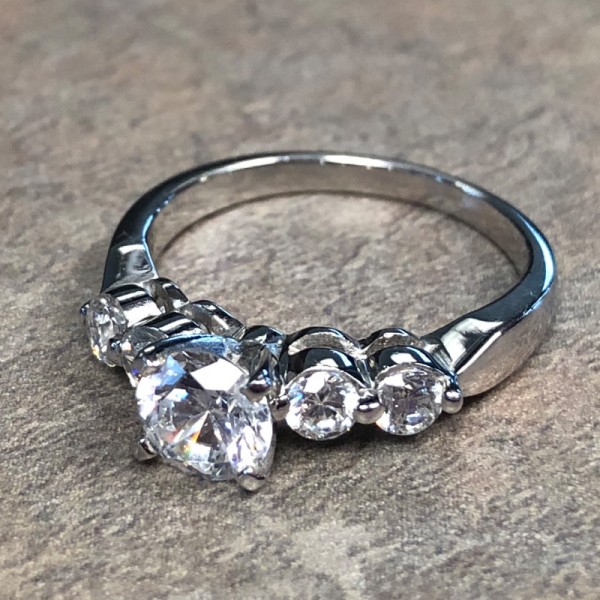 14K White Gold Diamond Accent Engagement Ring