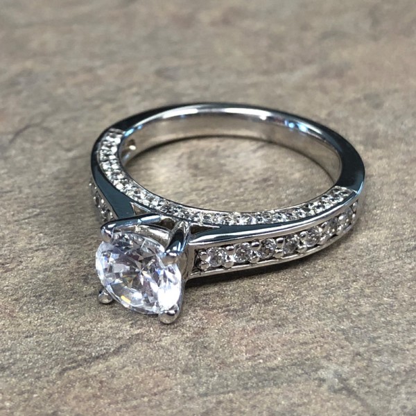 14K White Gold Diamond Encrusted Engagement Ring