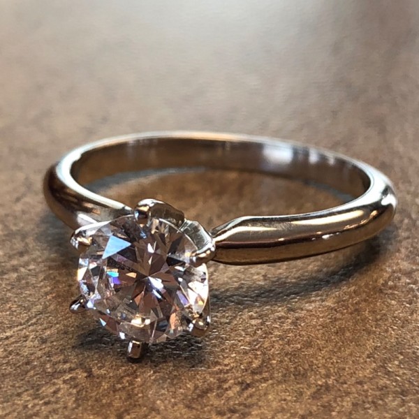 14K White Gold 6 Prong Solitaire Engagement Ring