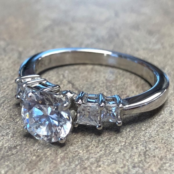 14K White Gold Diamond Accent Engagement Ring