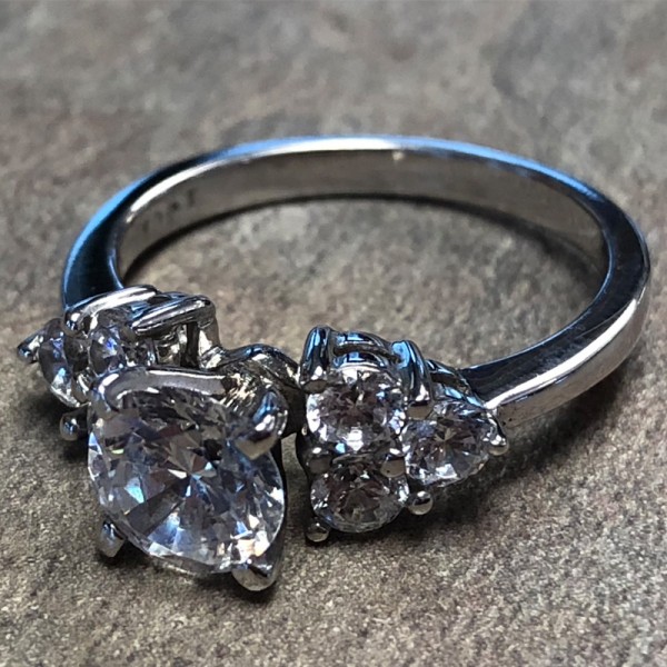 14K White Gold Diamond Accent Engagement Ring