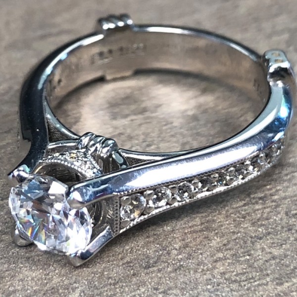 14K White Gold Diamond Accent Engagement Ring