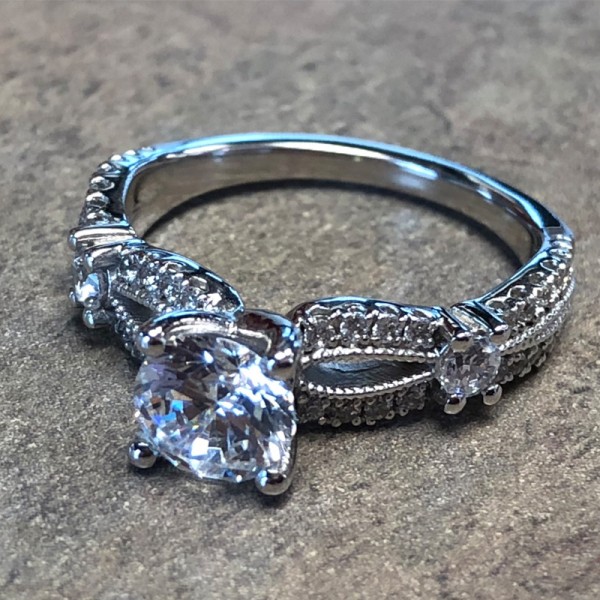 14K White Gold Vintage Engagement Ring