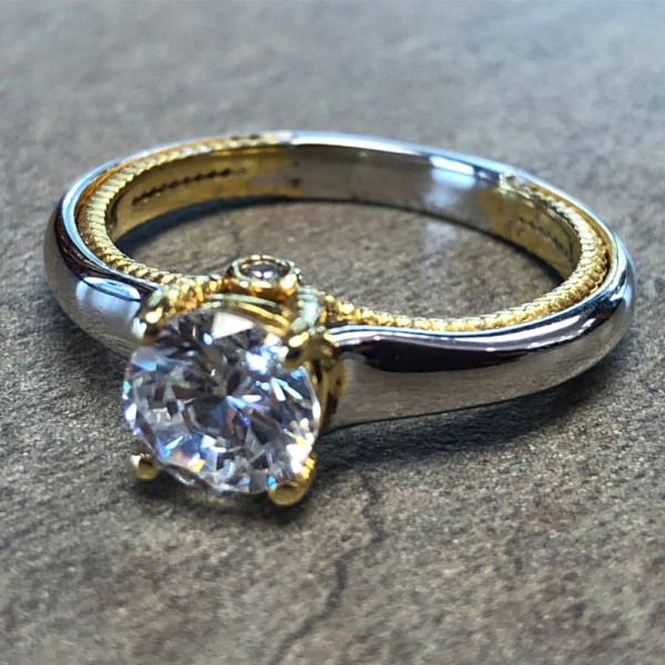 14K Two Tone Solitaire Engagement Ring