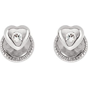 Youth Heart CZ Earrings with Safety Backs & Gift Box -90002758