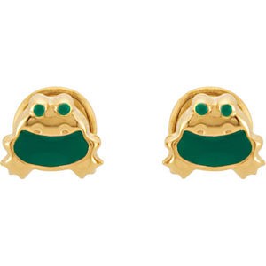 Youth Frog Earrings with Safety Backs & Gift Box -90002760