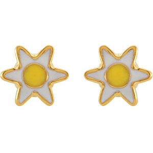 Youth Daisy Earrings with Safety Backs & Gift Box -90002761