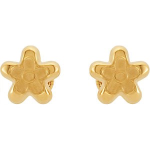 Youth Flower Earrings with Safety Backs & Gift Box -90002763