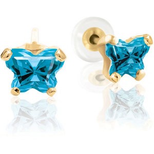 Bfly CZ Birthstone Youth Earrings with Safety or Threaded Backs -50015050