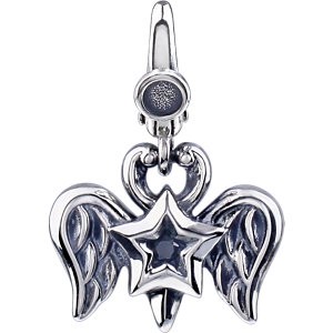 Black CZ Double Wing & Star Charm -90002815