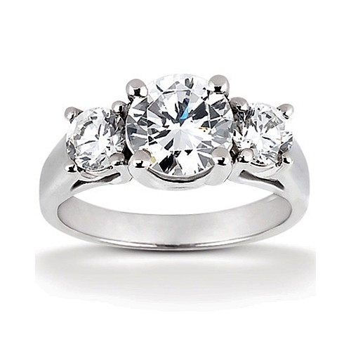 Platinum Three Stone Diamond Engagement Or Anniversary Ring Containing 0.7 Carats Of Diamonds In Gh Color And Vs Clarity