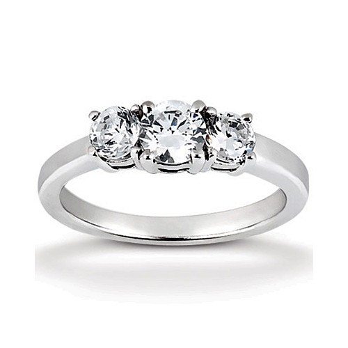 Platinum Three Stone Diamond Engagement Or Anniversary Ring Containing 0.5 Carats Of Diamonds In Gh Color And Vs Clarity