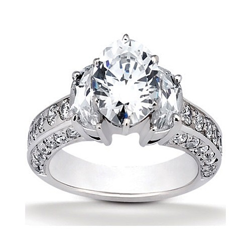 Platinum Three Stone Diamond Engagement Or Anniversary Ring Containing 1.59 Carats Of Diamonds In Gh Color And Vs Clarity