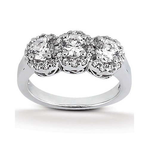 Platinum Three Stone Diamond Engagement Or Anniversary Ring Containing 0.86 Carats Of Diamonds In Gh Color And Vs Clarity