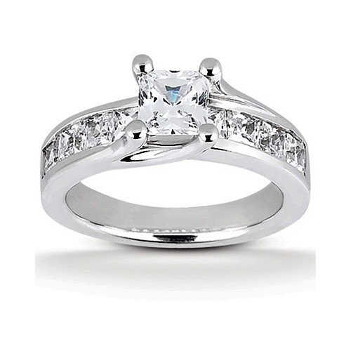 14k White Gold Diamond Accented Engagement Ring Containing 1.53 Carats Of Diamonds In Hi Color And Si1-si2 Clarity
