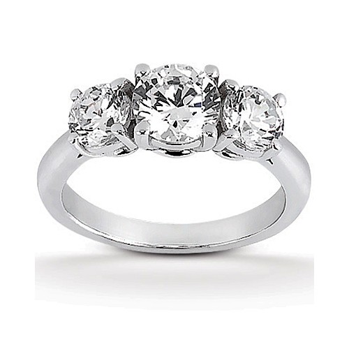 Platinum Three Stone Diamond Engagement Or Anniversary Ring Containing 1 Carats Of Diamonds In Gh Color And Vs Clarity