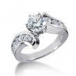 14k White Gold Bypass Style Semi Mount Ring Containing 10 Channel Set Round Brilliant Cut Diamonds