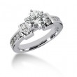 14k White Gold Semi Mount Ring With Bars Around Head Containing 14 Channel Set Round Brilliant Cut Diamonds