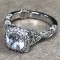 14K White Gold Cushion Halo Engagement Ring