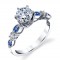 18KW Diamond & Sapphire Engagement Ring