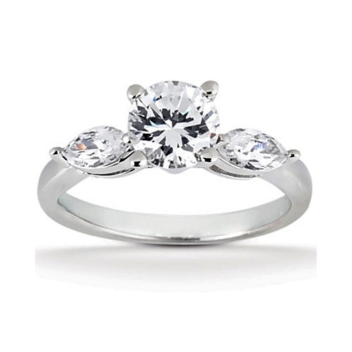 14k White Gold Three Stone Diamond Engagement Or Anniversary Ring Containing 0.5 Carats Of Diamonds In Hi Color And Si1-si2 Clarity