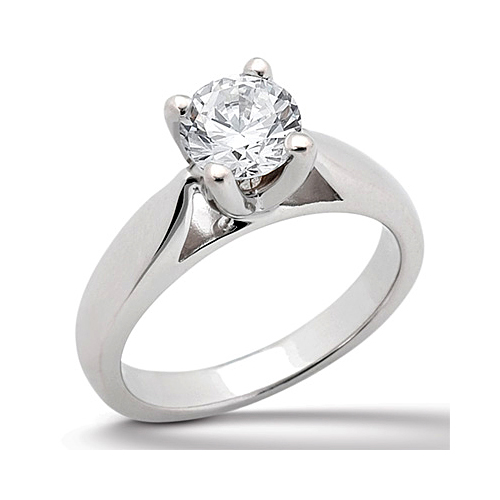 14k White Gold Classic Solitaire Diamond Engagement Ring