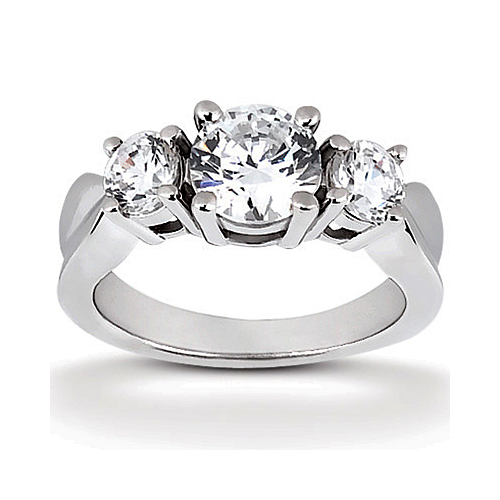 14k White Gold Three Stone Diamond Engagement Or Anniversary Ring Containing 0.7 Carats Of Diamonds In Hi Color And Si1-si2 Clarity