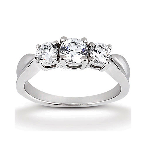 Platinum Three Stone Diamond Engagement Or Anniversary Ring Containing 0.5 Carats Of Diamonds In Gh Color And Vs Clarity