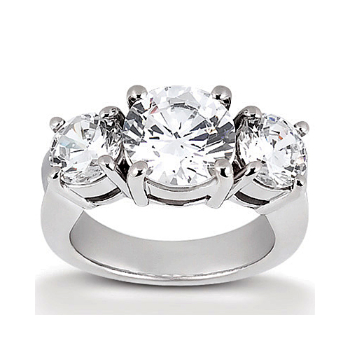 14k White Gold Three Stone Diamond Engagement Or Anniversary Ring (mounting Only, Does Not Include Any Diamonds)