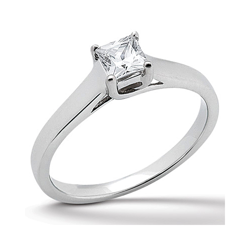 14k White Gold Classic Solitaire Diamond Engagement Ring