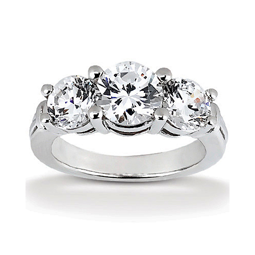 Platinum Three Stone Diamond Engagement Or Anniversary Ring (mounting Only, Does Not Include Any Diamonds)