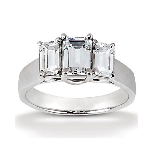 14k White Gold Three Stone Diamond Engagement Or Anniversary Ring (mounting Only, Does Not Include Any Diamonds)