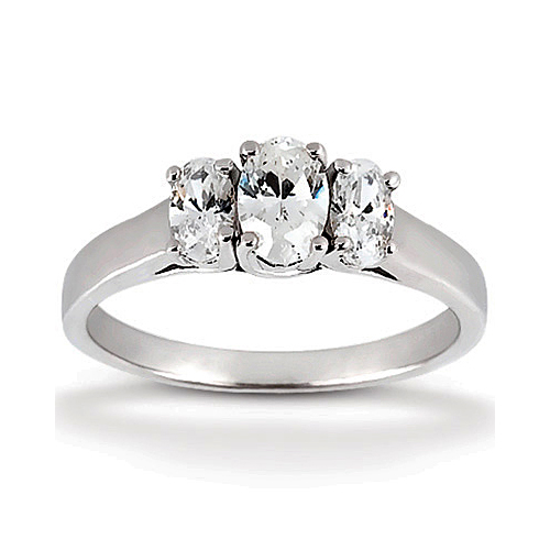 14k White Gold Three Stone Diamond Engagement Or Anniversary Ring Containing 0.5 Carats Of Diamonds In Hi Color And Si1-si2 Clarity