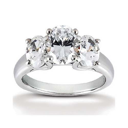 14k White Gold Three Stone Diamond Engagement Or Anniversary Ring Containing 0.5 Carats Of Diamonds In Hi Color And Si1-si2 Clarity