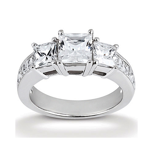 Platinum Three Stone Diamond Engagement Or Anniversary Ring Containing 2 Carats Of Diamonds In Gh Color And Vs Clarity