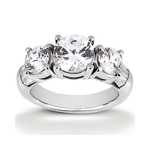 14k White Gold Three Stone Diamond Engagement Or Anniversary Ring Containing 0.5 Carats Of Diamonds In Hi Color And Si1-si2 Clarity