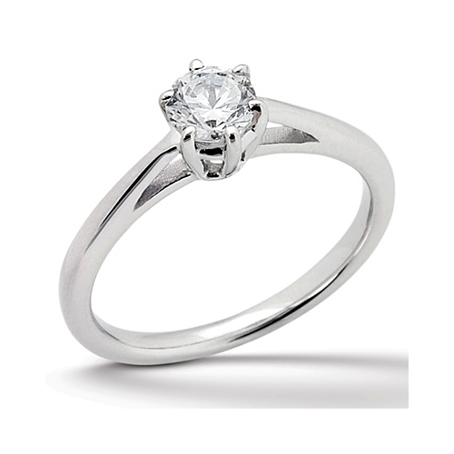 14k White Gold Classic Solitaire Diamond Engagement Ring