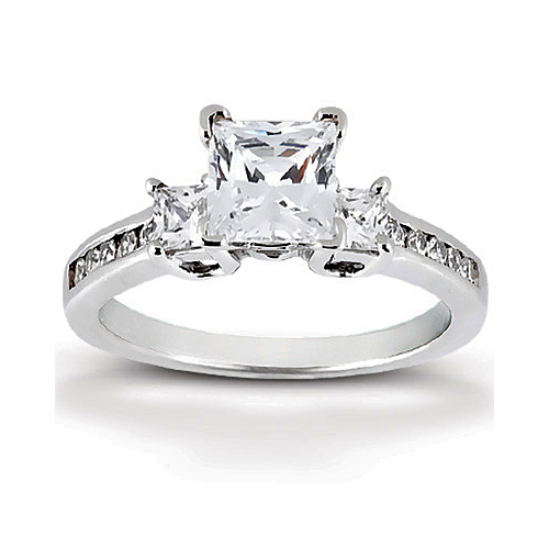 14k White Gold Three Stone Diamond Engagement Or Anniversary Ring Containing 0.49 Carats Of Diamonds In Hi Color And Si1-si2 Clarity