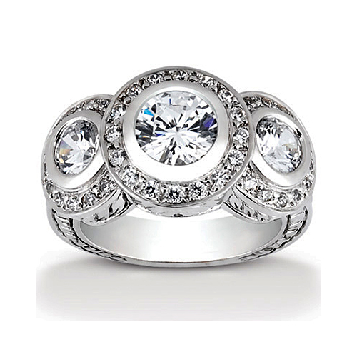 14k White Gold Three Stone Diamond Engagement Or Anniversary Ring Containing 1.84 Carats Of Diamonds In Hi Color And Si1-si2 Clarity