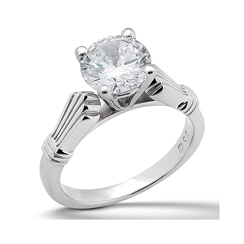 14k White Gold Classic Solitaire Diamond Engagement Ring