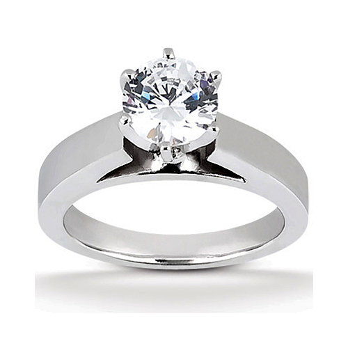 14k White Gold Classic Solitaire Diamond Engagement Ring
