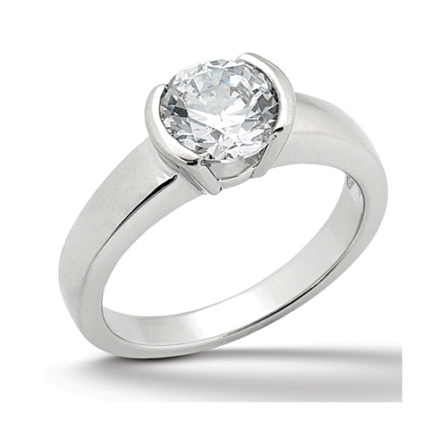 14k White Gold Classic Solitaire Diamond Engagement Ring