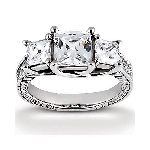 Platinum Three Stone Diamond Engagement Or Anniversary Ring Containing 0.18 Carats Of Diamonds In Gh Color And Vs Clarity
